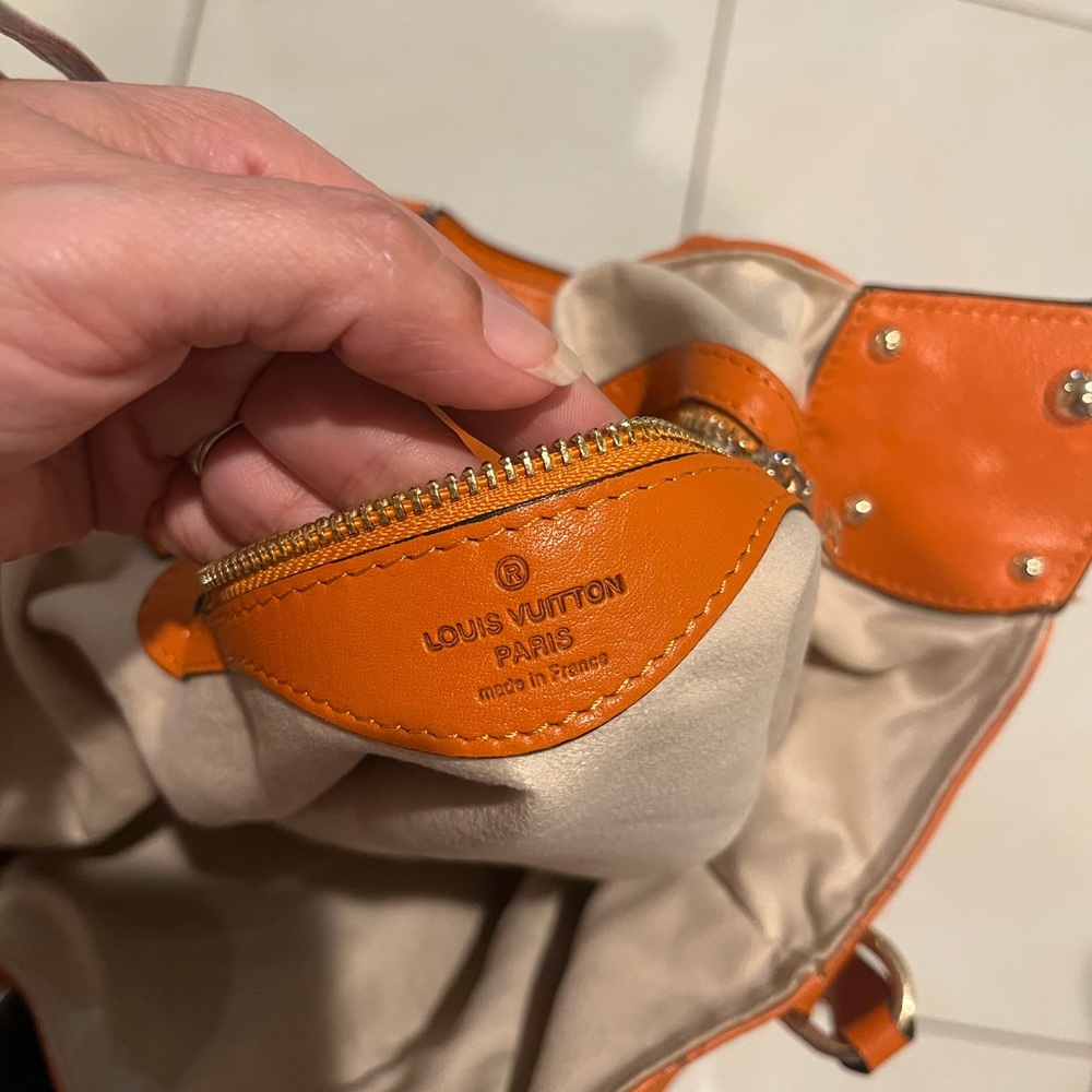 Louis Vuitton Mahina monogram soft leather orange hobo hand bag purse tote HTF - Picture 8 of 15